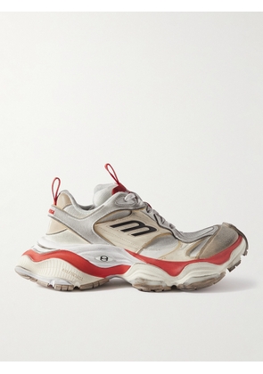 Balenciaga - Cargo Distressed Mesh-Trimmed Suede and Leather Sneakers - Men - Neutrals - EU 39