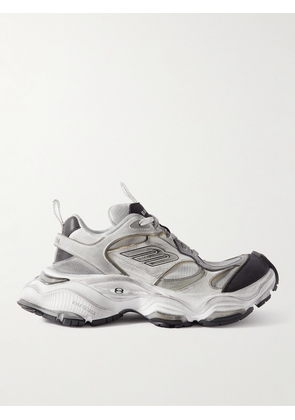 Balenciaga - Cargo Distressed Mesh-Trimmed Suede and Leather Sneakers - Men - Gray - EU 39