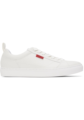 Hugo White Faux-Leather Logo Flag Sneakers