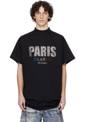Balenciaga Black 'Paris' Strass Vintage Jersey Oversized T-shirt