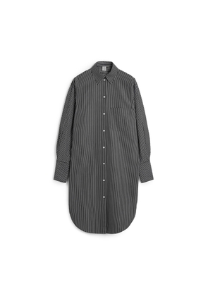 Striped Kimono-Sleeve Shirtdress in Black/White, Size EU 32