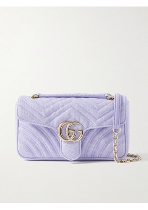 Gucci - Gg Marmont 2.0 Embellished Leather-trimmed Matelassé Twill-jacquard Shoulder Bag - Purple - One size