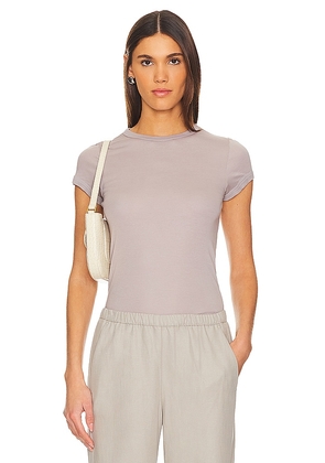 Enza Costa Supima Cotton Cap Sleeve Crew in Beige. Size L.