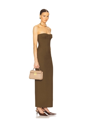 Helsa The Linear Suiting Dress in Olive. Size L. Also in M, S, XL, XS, XXS.