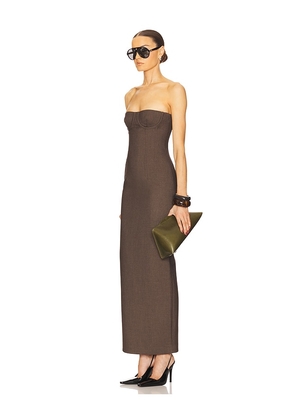 Helsa The Linear Suiting Dress in Brown. Size L. Also in M, S, XL, XS.