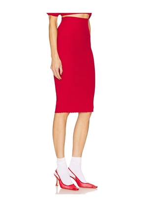 Helsa Luella Midi Skirt in Red. Size L. Also in M, S, XL, XS, XXS.