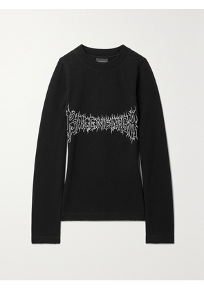 Balenciaga - Printed Stretch-cotton Jersey Top - Black - XS,S,M,L
