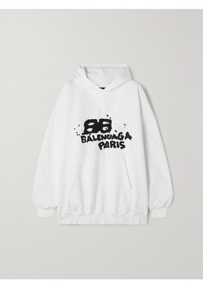 Balenciaga - Oversized Printed Cotton-blend Jersey Hoodie - White - XXS,XS,S,M,L,XL
