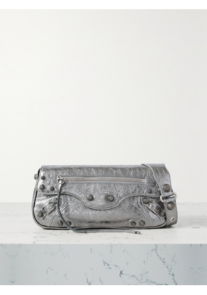 Balenciaga - Le Cagole Sling Studded Metallic Crinkled-leather Shoulder Bag - Silver - One size