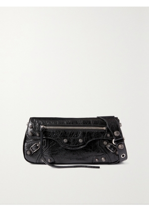 Balenciaga - Le Cagole Sling Studded Crinkled-leather Shoulder Bag - Black - One size