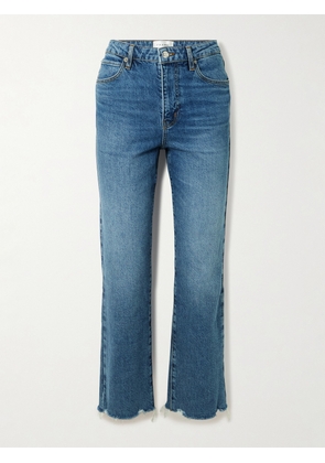 FRAME - The Ruler Crop Frayed High-rise Slim-leg Jeans - Blue - 23,24,25,26,27,28,29,30,31,32
