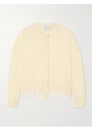 MCQUEEN - Lace-trimmed Distressed Wool And Cashmere-blend Cardigan - Ivory - S,M,L,XL