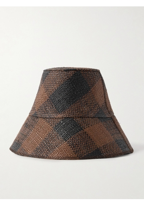 Johanna Ortiz - + Artesano Heaven And Earth Checked Straw Bucket Hat - Brown - small,medium,large