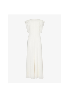 Womens Victoria Beckham Flared Short-Sleeves Woven-Blend Midi Dress