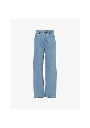 Womens Gucci Baggy Brand-Patch Wide-Leg High-Rise Denim Jeans