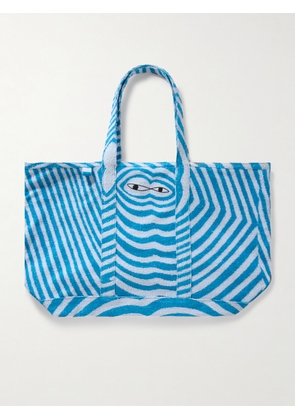 The Elder Statesman - Embroidered Striped Organic Cotton-Terry Tote Bag - Men - Blue
