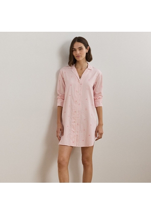 Logo Striped Sateen Sleep Shirt