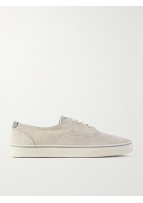 Brunello Cucinelli - Leather-Trimmed Suede Sneakers - Men - Neutrals - EU 40