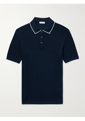 Richard James - Ribbed Cotton and Silk-Blend Polo Shirt - Men - Blue - S