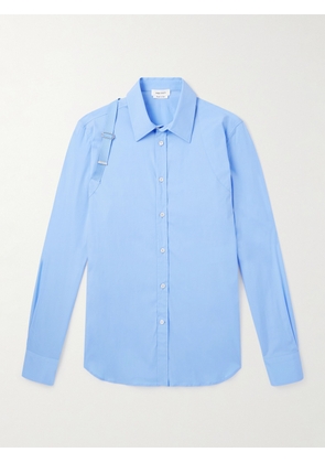 McQueen - Slim-Fit Harness-Detailed Stretch-Cotton Shirt - Men - Blue - UK/US 15