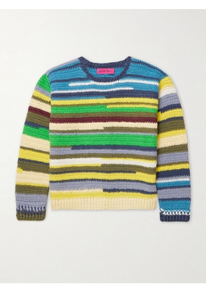 The Elder Statesman - Striped Crocheted Organic Cotton Sweater - Men - Yellow - XS/S