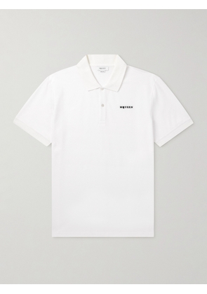 McQueen - Logo-Embroidered Cotton-Piqué Polo Shirt - Men - White - S