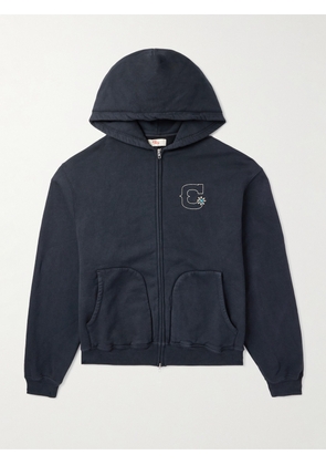 Cherry Los Angeles - Logo-Embroidered Embellished Cotton-Jersey Zip-Up Hoodie - Men - Black - XS