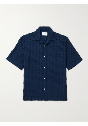 NN07 - Freddy 5025 ECOVERO™-Blend Jacquard Shirt - Men - Blue - S