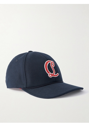 Christian Louboutin - Mooncrest Ivy Logo-Embroidered Leather-Trimmed Cotton-Canvas Cap - Men - Blue - S