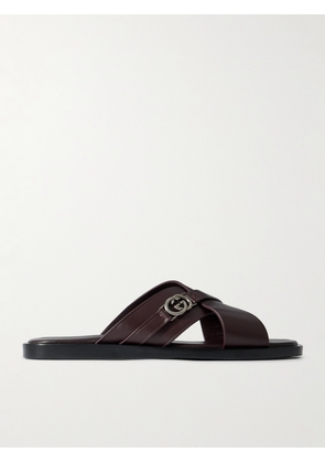 Gucci - Logo-Embellished Leather Sandals - Men - Brown - UK 7