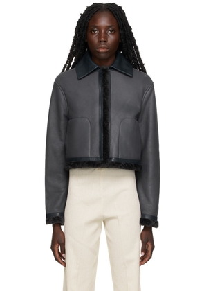 Jil Sander Navy Leather Jacket
