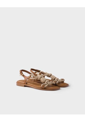 Flat leather and cord sandals