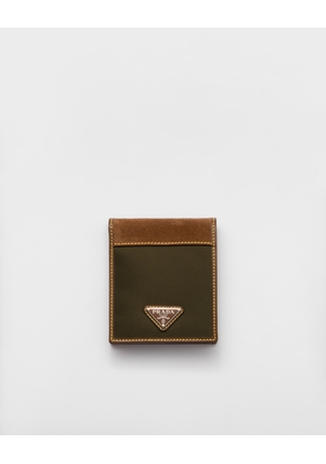 Re-Nylon and leather wallet
