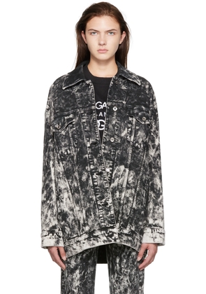 Dolce & Gabbana Black & White Marbled Denim Jacket