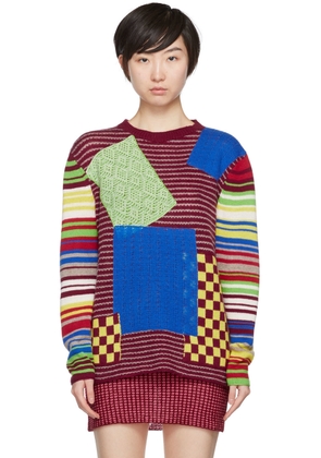 The Elder Statesman Red Patchwork Sweater