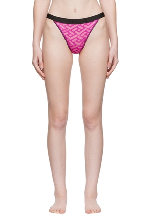 Versace Underwear Pink La Greca Thong