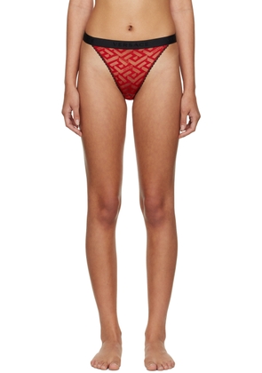 Versace Underwear Red La Greca Thong