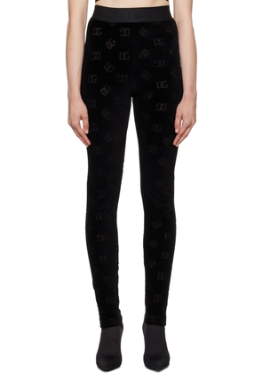 Dolce & Gabbana Black Flocked Leggings