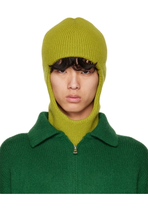 The Elder Statesman Green Ribbed Balaclava