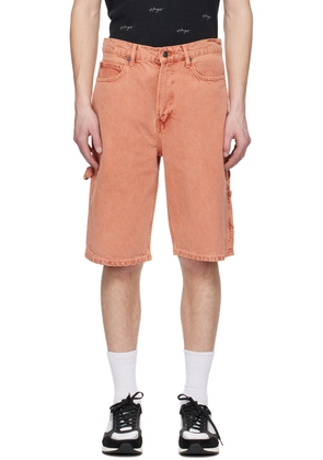 Hugo Orange Faded Denim Shorts