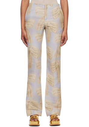 Acne Studios Gray & Beige Printed Trousers
