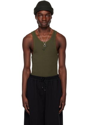 LU'U DAN Khaki Embroidered Tank Top