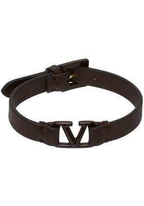 Valentino Garavani Brown VLogo Signature Leather Bracelet