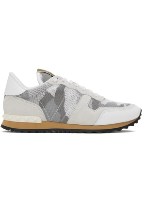 Valentino Garavani White & Beige Rockrunner Sneakers