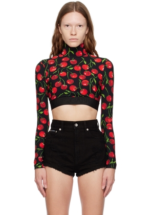 Dolce & Gabbana Black & Red Cherry Turtleneck