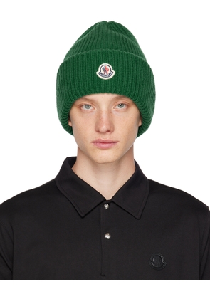 Moncler Green Rolled Brim Beanie