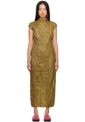 Acne Studios Khaki Crinkled Maxi Dress