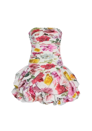 Aje - Violette Ruched Floral-Cotton Bubble-Hem Mini Dress - Floral - AU 8 - Moda Operandi