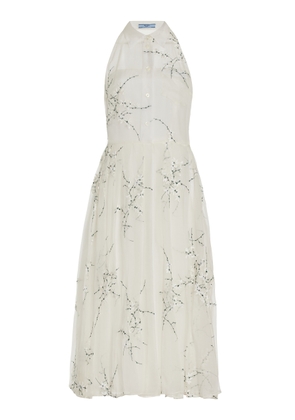 Prada - Embroidered Silk-Cotton Midi Shirt Dress - White - IT 40 - Moda Operandi