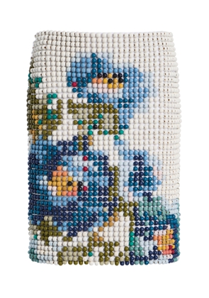 S.S.DALEY - Beaded Cotton Twill Midi Skirt - Floral - UK 10 - Moda Operandi
